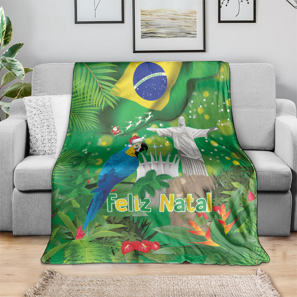 Christmas In July Brazil Blanket Feliz Natal Blue Macaw Santa Tropical Vibes