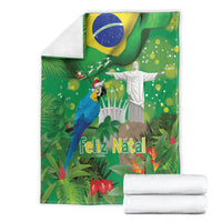Christmas In July Brazil Blanket Feliz Natal Blue Macaw Santa Tropical Vibes