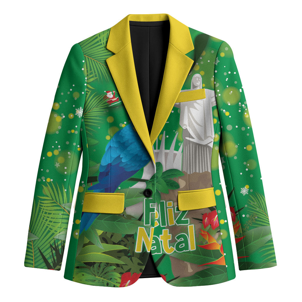 Christmas In July Brazil Blazer Feliz Natal Blue Macaw Santa Tropical Vibes
