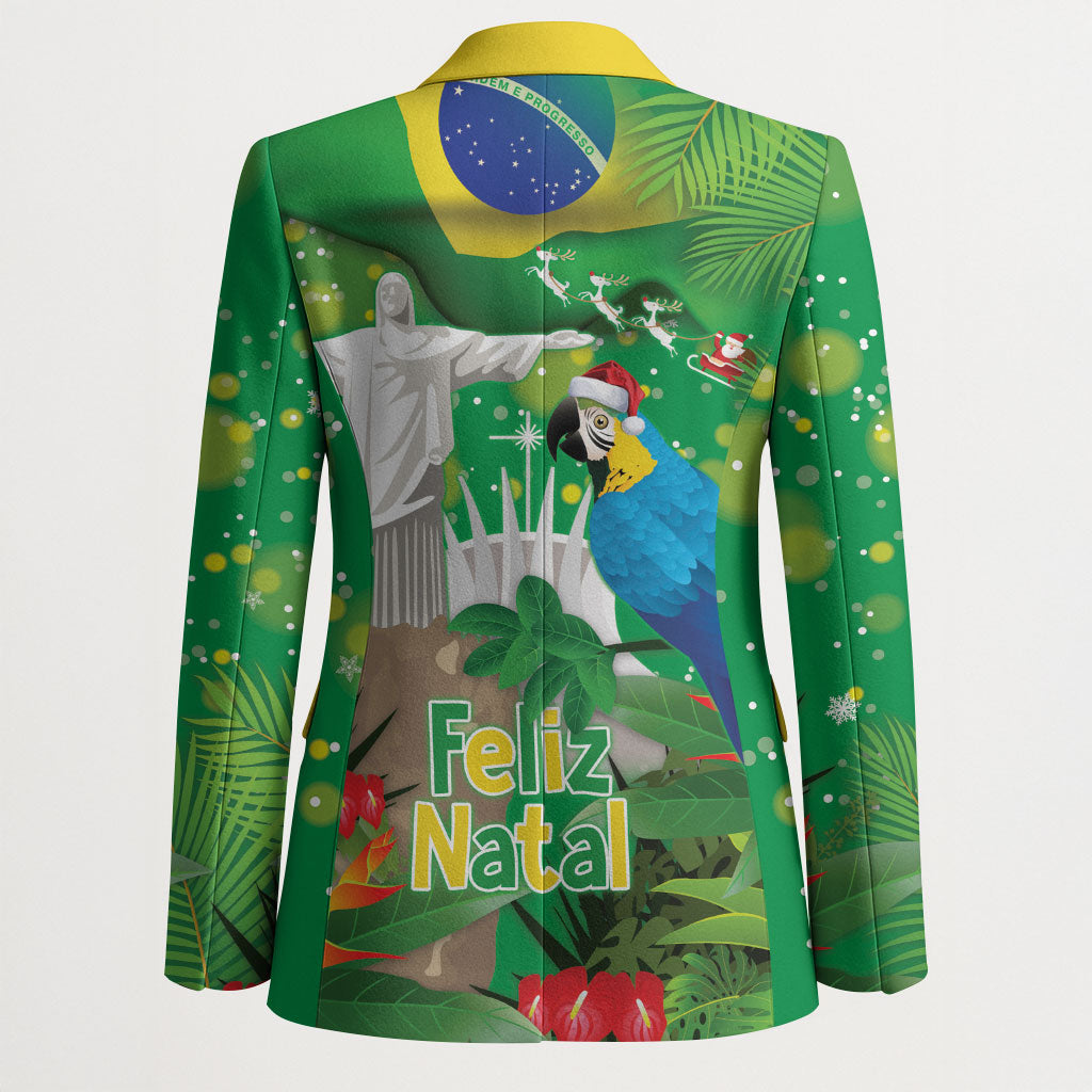 Christmas In July Brazil Blazer Feliz Natal Blue Macaw Santa Tropical Vibes