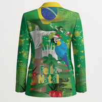 Christmas In July Brazil Blazer Feliz Natal Blue Macaw Santa Tropical Vibes