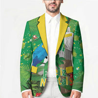 Christmas In July Brazil Blazer Feliz Natal Blue Macaw Santa Tropical Vibes