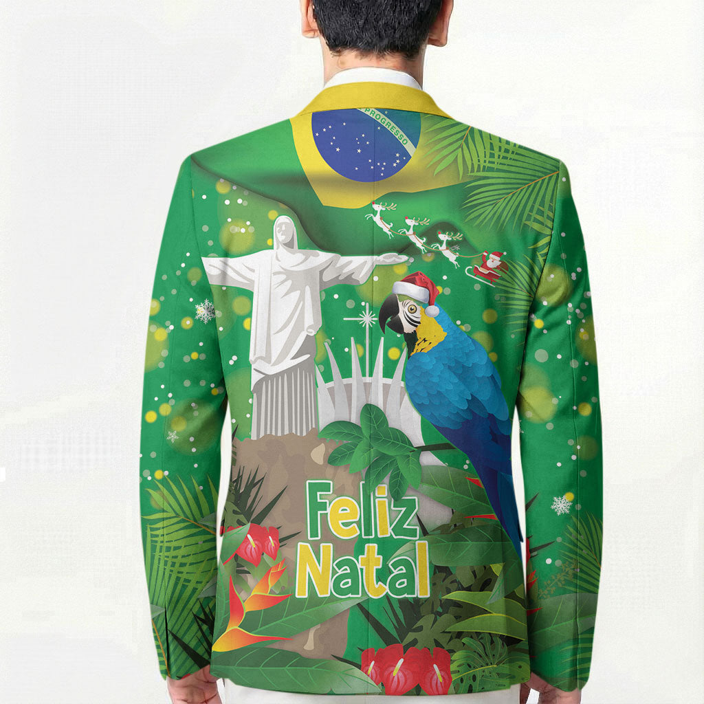 Christmas In July Brazil Blazer Feliz Natal Blue Macaw Santa Tropical Vibes