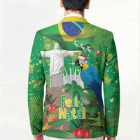 Christmas In July Brazil Blazer Feliz Natal Blue Macaw Santa Tropical Vibes
