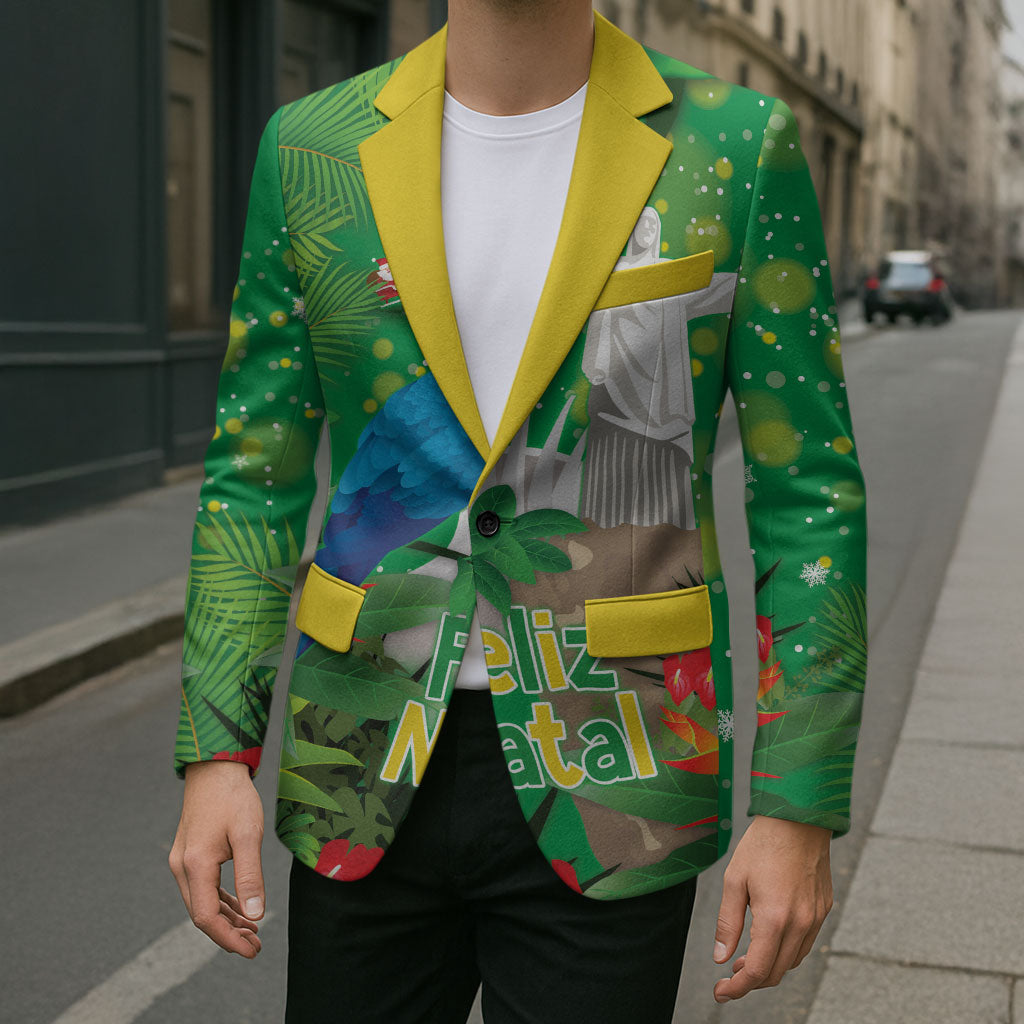 Christmas In July Brazil Blazer Feliz Natal Blue Macaw Santa Tropical Vibes
