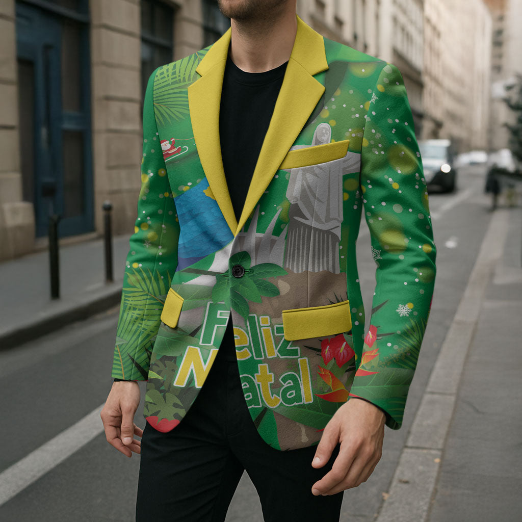 Christmas In July Brazil Blazer Feliz Natal Blue Macaw Santa Tropical Vibes