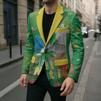 Christmas In July Brazil Blazer Feliz Natal Blue Macaw Santa Tropical Vibes