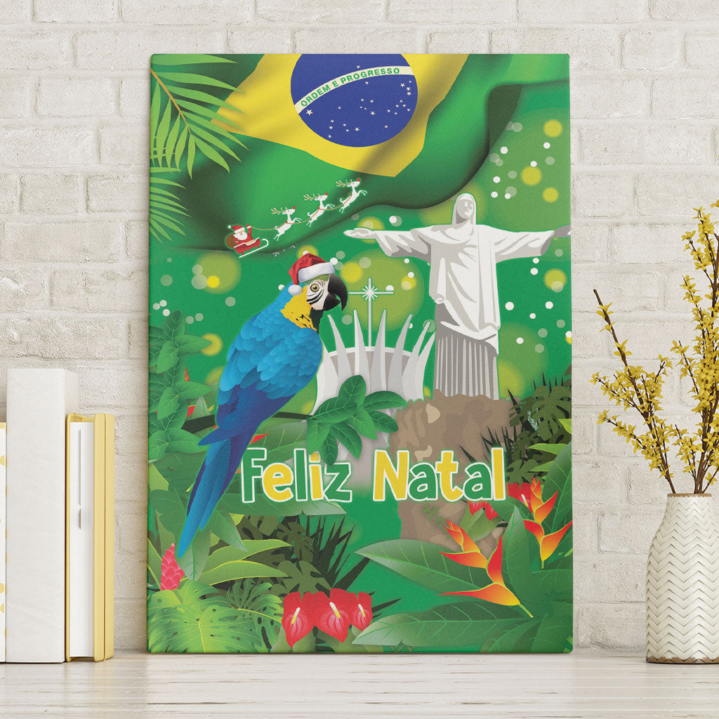 Christmas In July Brazil Canvas Wall Art Feliz Natal Blue Macaw Santa Tropical Vibes