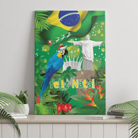 Christmas In July Brazil Canvas Wall Art Feliz Natal Blue Macaw Santa Tropical Vibes