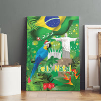 Christmas In July Brazil Canvas Wall Art Feliz Natal Blue Macaw Santa Tropical Vibes