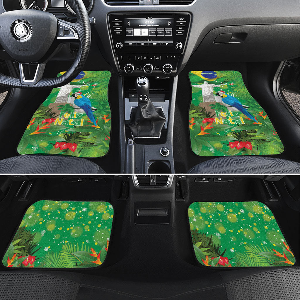 Christmas In July Brazil Car Mats Feliz Natal Blue Macaw Santa Tropical Vibes