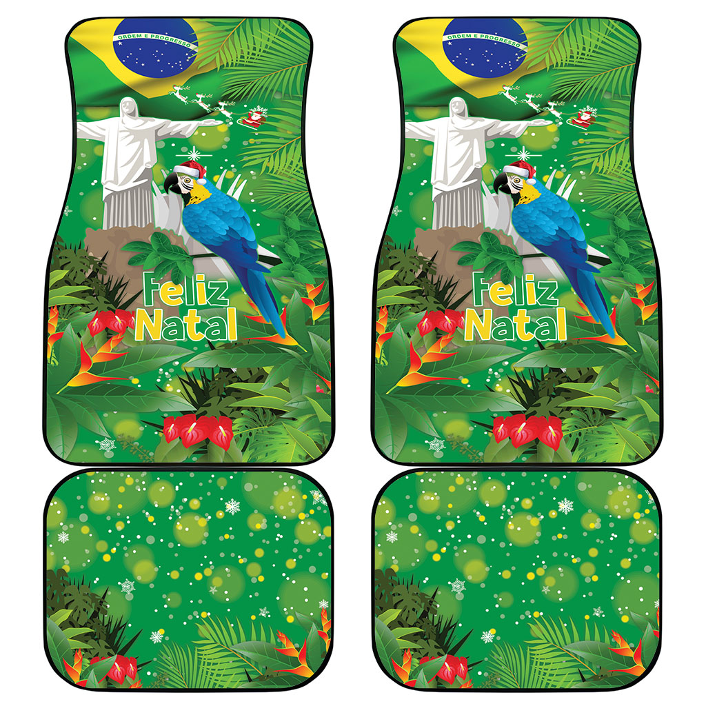 Christmas In July Brazil Car Mats Feliz Natal Blue Macaw Santa Tropical Vibes
