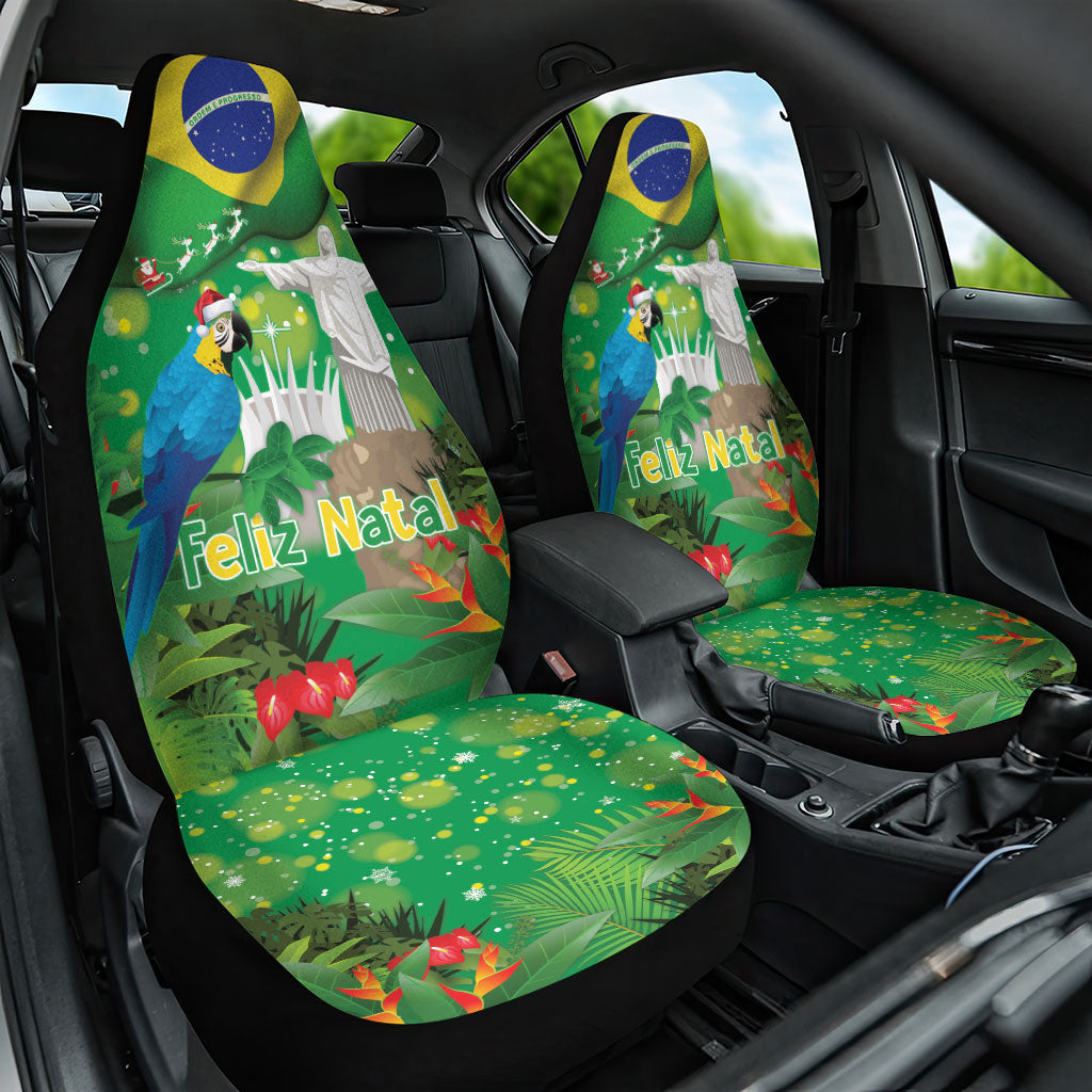 Christmas In July Brazil Car Seat Cover Feliz Natal Blue Macaw Santa Tropical Vibes