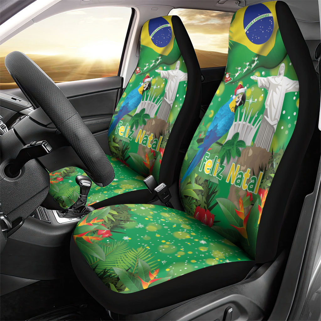 Christmas In July Brazil Car Seat Cover Feliz Natal Blue Macaw Santa Tropical Vibes