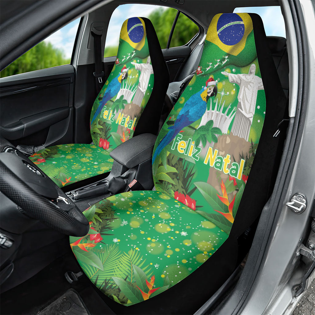 Christmas In July Brazil Car Seat Cover Feliz Natal Blue Macaw Santa Tropical Vibes