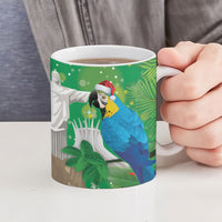 Christmas In July Brazil Ceramic Mug Feliz Natal Blue Macaw Santa Tropical Vibes