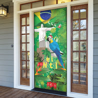 Christmas In July Brazil Door Cover Feliz Natal Blue Macaw Santa Tropical Vibes