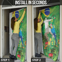 Christmas In July Brazil Door Cover Feliz Natal Blue Macaw Santa Tropical Vibes