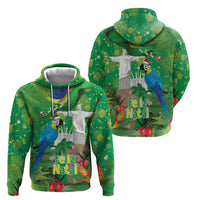 Christmas In July Brazil Hoodie Feliz Natal Blue Macaw Santa Tropical Vibes
