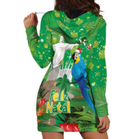 Christmas In July Brazil Hoodie Dress Feliz Natal Blue Macaw Santa Tropical Vibes