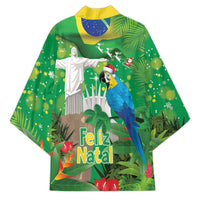 Christmas In July Brazil Kimono Feliz Natal Blue Macaw Santa Tropical Vibes