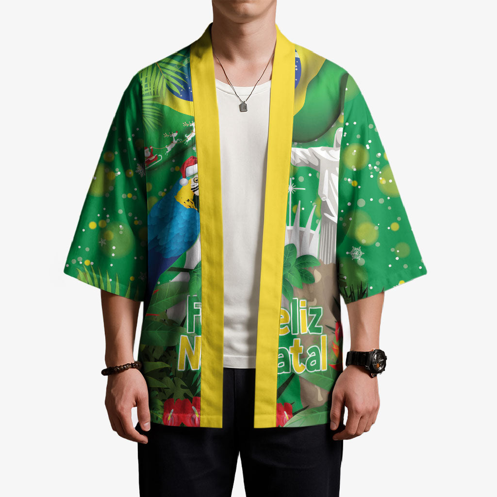 Christmas In July Brazil Kimono Feliz Natal Blue Macaw Santa Tropical Vibes