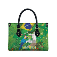 Christmas In July Brazil Leather Bag Feliz Natal Blue Macaw Santa Tropical Vibes