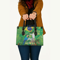 Christmas In July Brazil Leather Bag Feliz Natal Blue Macaw Santa Tropical Vibes