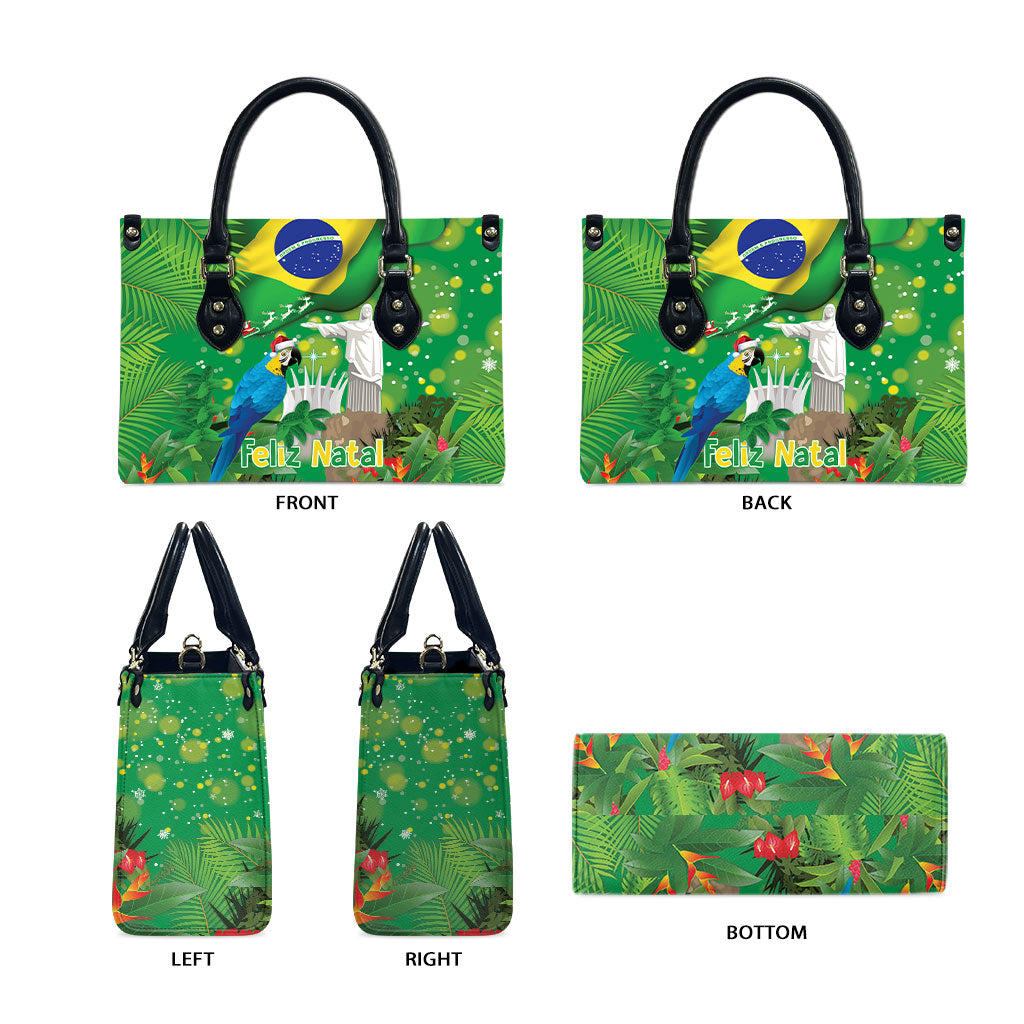 Christmas In July Brazil Leather Bag Feliz Natal Blue Macaw Santa Tropical Vibes