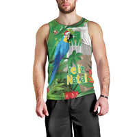 Christmas In July Brazil Men Tank Top Feliz Natal Blue Macaw Santa Tropical Vibes