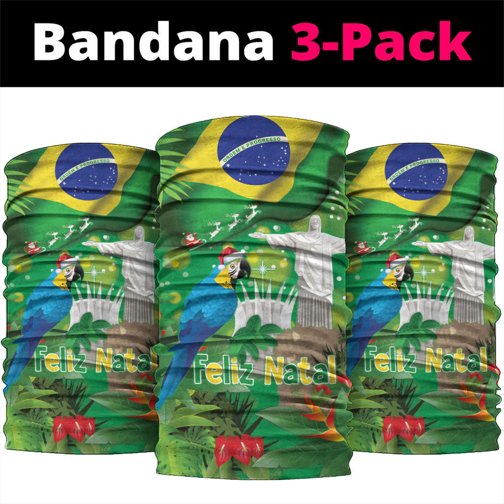 Christmas In July Brazil Neck Gaiter Feliz Natal Blue Macaw Santa Tropical Vibes