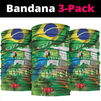 Christmas In July Brazil Neck Gaiter Feliz Natal Blue Macaw Santa Tropical Vibes