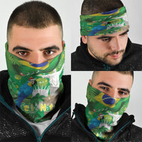 Christmas In July Brazil Neck Gaiter Feliz Natal Blue Macaw Santa Tropical Vibes
