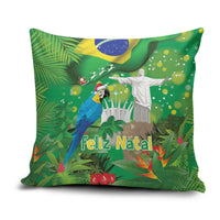 Christmas In July Brazil Pillow Cover Feliz Natal Blue Macaw Santa Tropical Vibes