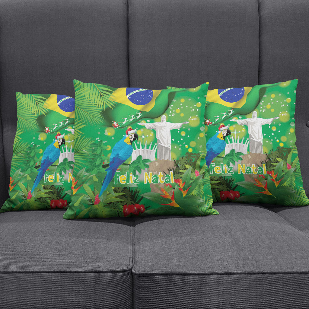 Christmas In July Brazil Pillow Cover Feliz Natal Blue Macaw Santa Tropical Vibes