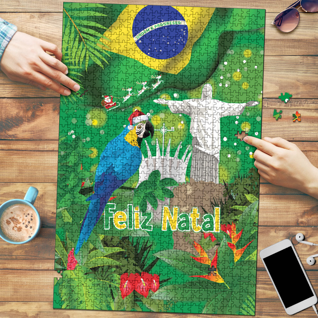 Christmas In July Brazil Puzzle Feliz Natal Blue Macaw Santa Tropical Vibes