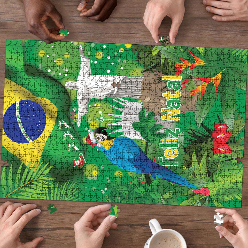 Christmas In July Brazil Puzzle Feliz Natal Blue Macaw Santa Tropical Vibes