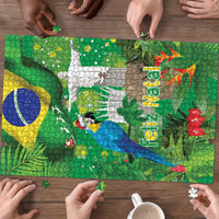 Christmas In July Brazil Puzzle Feliz Natal Blue Macaw Santa Tropical Vibes