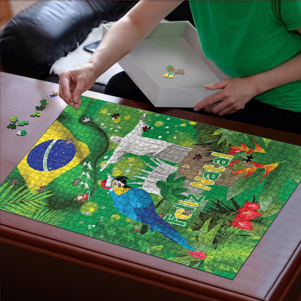 Christmas In July Brazil Puzzle Feliz Natal Blue Macaw Santa Tropical Vibes