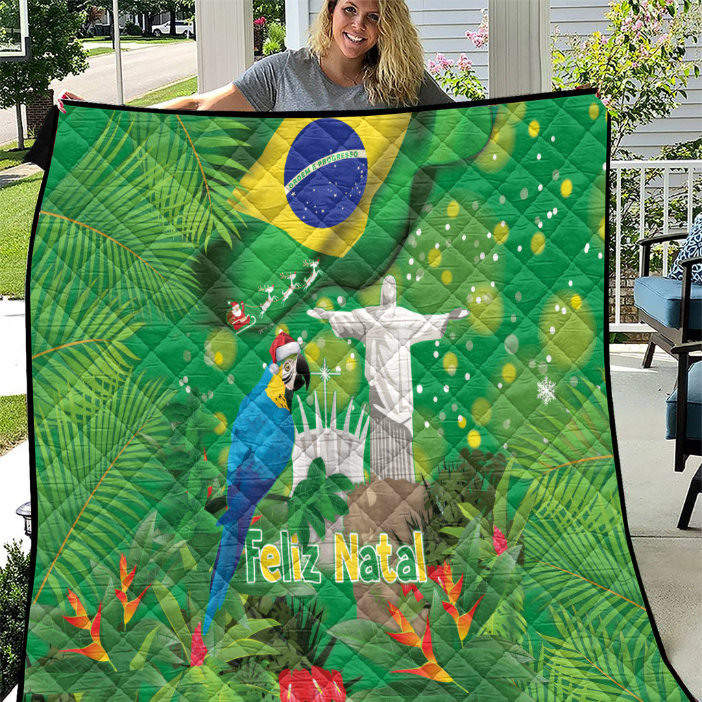 Christmas In July Brazil Quilt Feliz Natal Blue Macaw Santa Tropical Vibes