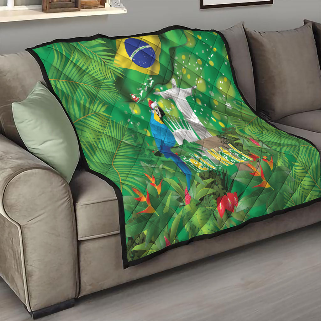 Christmas In July Brazil Quilt Feliz Natal Blue Macaw Santa Tropical Vibes
