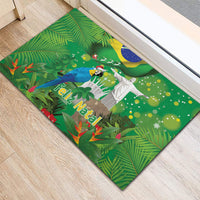 Christmas In July Brazil Rubber Doormat Feliz Natal Blue Macaw Santa Tropical Vibes