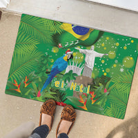 Christmas In July Brazil Rubber Doormat Feliz Natal Blue Macaw Santa Tropical Vibes