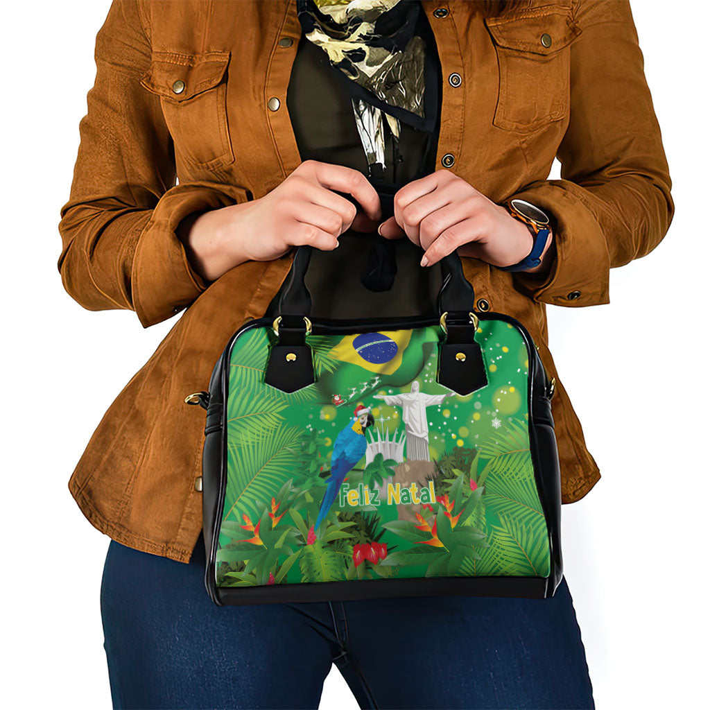 Christmas In July Brazil Shoulder Handbag Feliz Natal Blue Macaw Santa Tropical Vibes