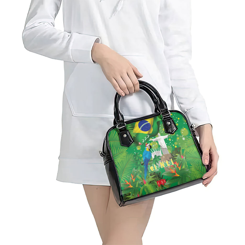 Christmas In July Brazil Shoulder Handbag Feliz Natal Blue Macaw Santa Tropical Vibes
