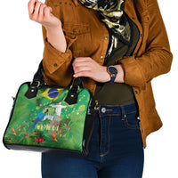 Christmas In July Brazil Shoulder Handbag Feliz Natal Blue Macaw Santa Tropical Vibes