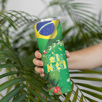 Christmas In July Brazil Skinny Tumbler Feliz Natal Blue Macaw Santa Tropical Vibes