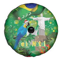 Christmas In July Brazil Spare Tire Cover Feliz Natal Blue Macaw Santa Tropical Vibes