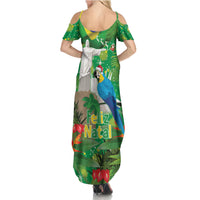 Christmas In July Brazil Summer Maxi Dress Feliz Natal Blue Macaw Santa Tropical Vibes