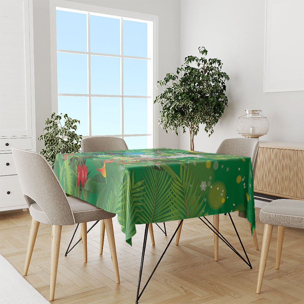 Christmas In July Brazil Tablecloth Feliz Natal Blue Macaw Santa Tropical Vibes